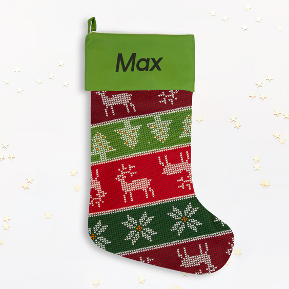 Custom Textured Christmas Stocking with Name