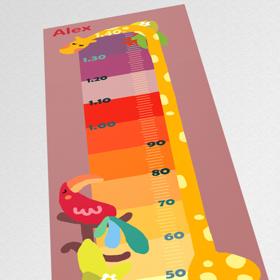 Personalised Colourful Giraffe Height Chart