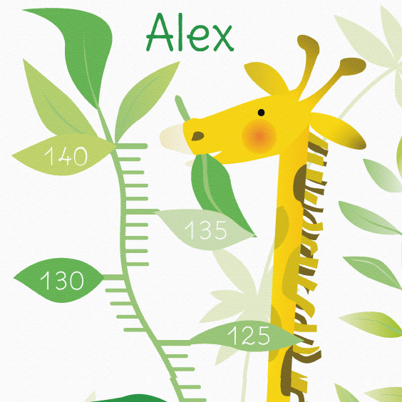 Régua de crescimento personalizável girafa da selva 