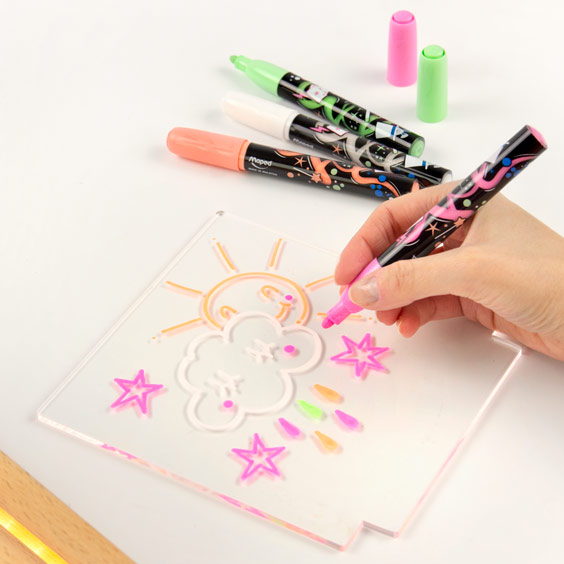 LED Lamp with Markers for Drawing or Writing