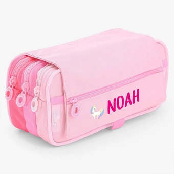 Pink Personalised Three-zipper School Cases