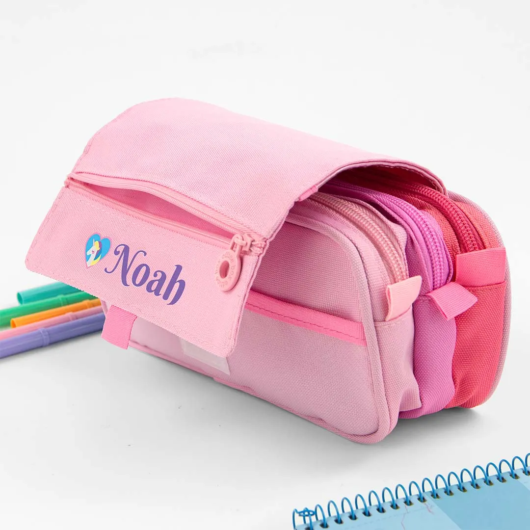 Personalized Triple Pocket Pencil Case