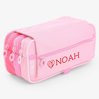 Estuche escolar 3 cremalleras personalizado rosa