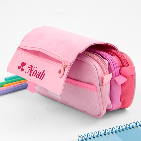 Pink Three-zipper School Cases