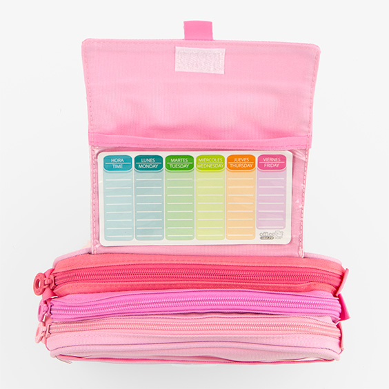 Pink Three-zipper School Cases