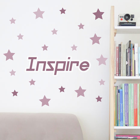 Pink Stars Wall Decals personalized with name