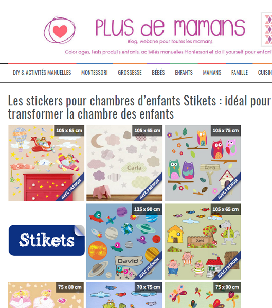 Les stickers pour chambres d’enfants Stikets...
