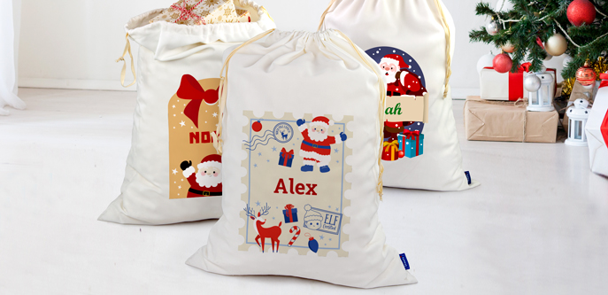 Personalised NG Sportswear White Santa Sack – Embellished Christmas Gift Bag For Family & Kids