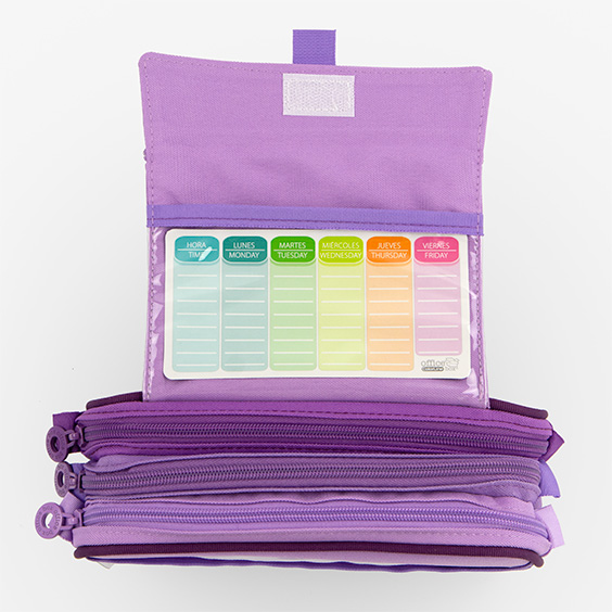 Purple Three-zipper School Cases