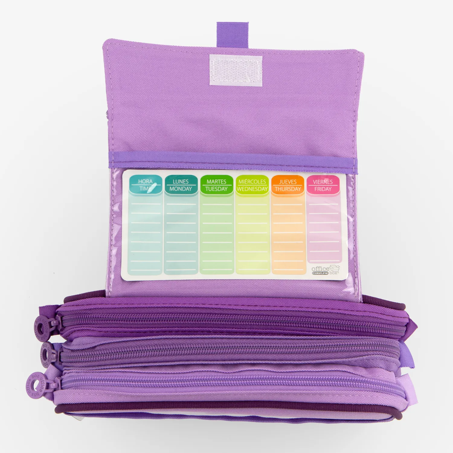 Estuches escolares 3 cremalleras color morado