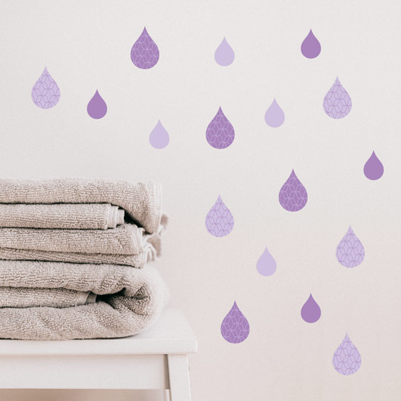 Purple rain drops wall stickers
