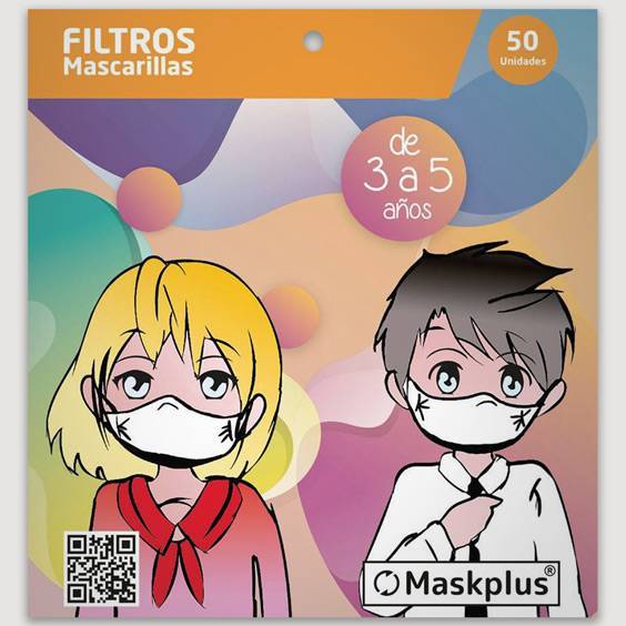 50 filtros de papel 3-5 anos para máscaras