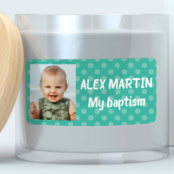 Rectangular labels with photo and frame for baptisms
