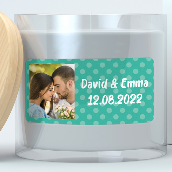 Rectangular labels with photo and frame for weddings