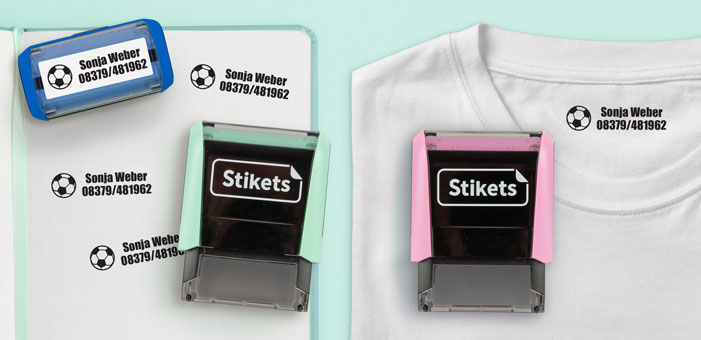 Rechteckiger personalisierter Namensstempel für Textilien und Gegenstände