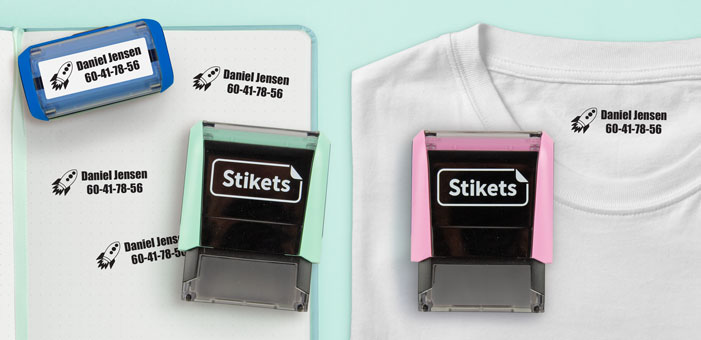 Rektangulært personligt navnestempel til tøj og ejendele 