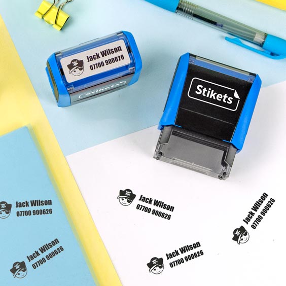 Personalised rectangular name stamp for clothes and belongings