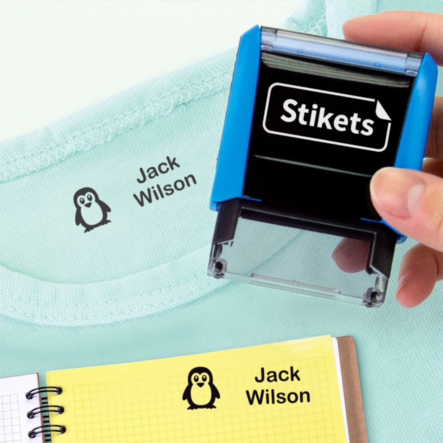 Personalised rectangular name stamp for clothes and belongings Personalised rectangular name stamp for clothes and belongings