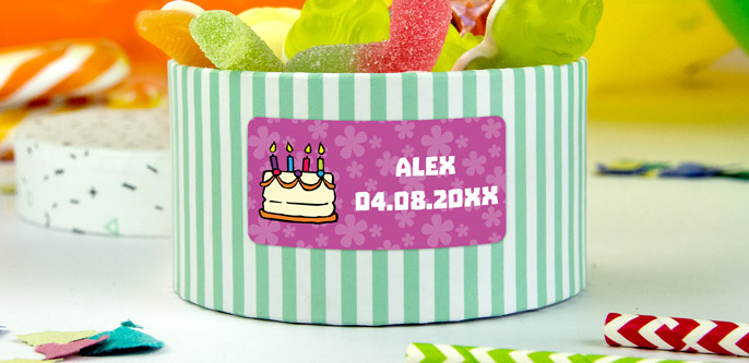 Rechteckige Aufkleber für Geburtstage