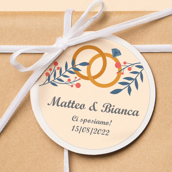 Etichette adesive personalizzate con nome matrimonio fidanzamento sposi  wedding. Set da 100 pezzi, dimensioni dai 3 ai 10 cm