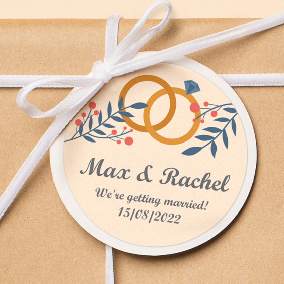 Round themed stickers for wedding  favours