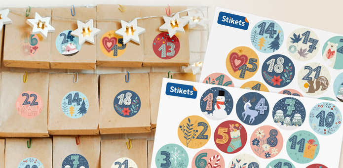Calendário de advento com 25 etiquetas