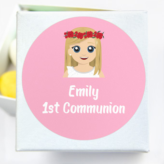 Round First Communion Favour Stickers