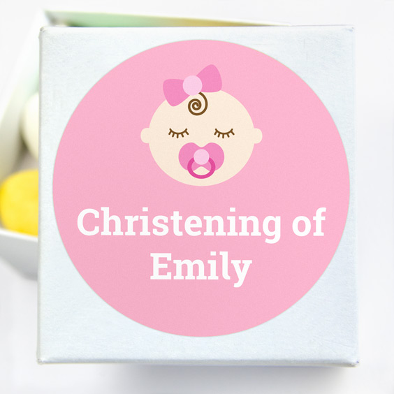 Round labels for baptisms