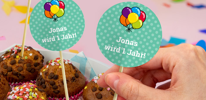 Runde Aufkleber für Geburtstage