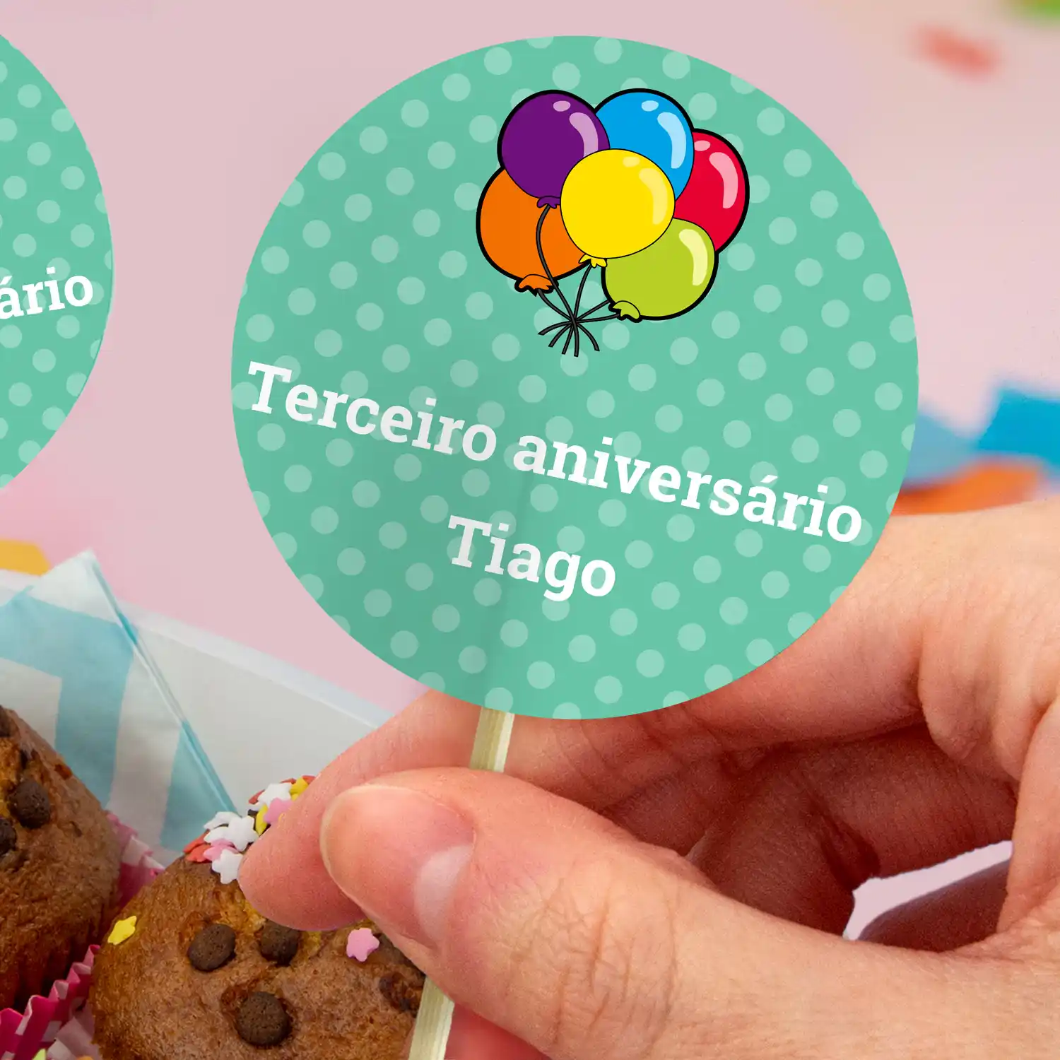 Etiquetas redondas para aniversários