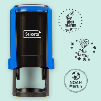 Personalised round name stamp for clothes and belongings