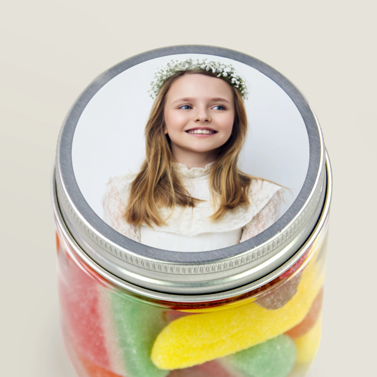 Round photo stickers for 1st Communion favours Round photo stickers for 1st Communion favours