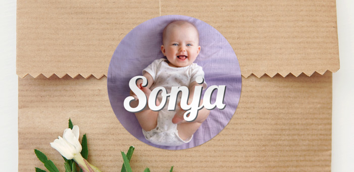 Runde Aufkleber mit Foto für Taufen 