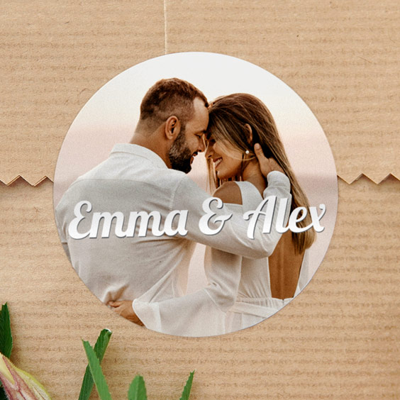 Round photo stickers for wedding  favours