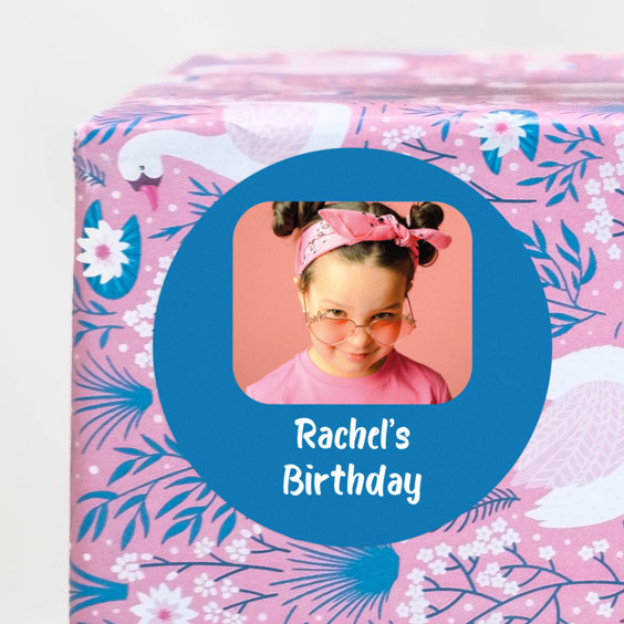 Round stickers with photo and frame for birthdays
