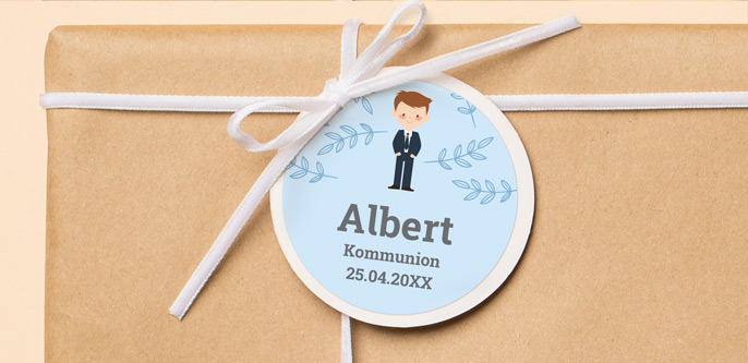 Runde. Thematische Aufkleber für Kommunionen