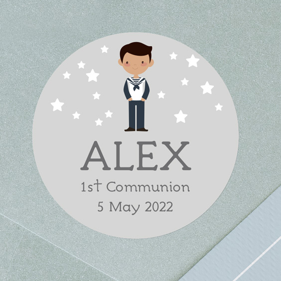 Round themed stickers for 1st Communion  favours