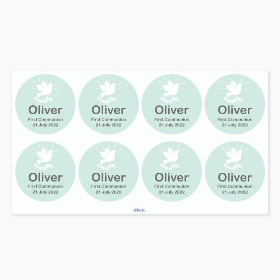 Round themed stickers for 1st Communion  favours