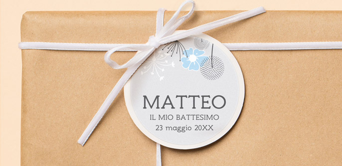 Etichette tematiche rotonde per battesimi