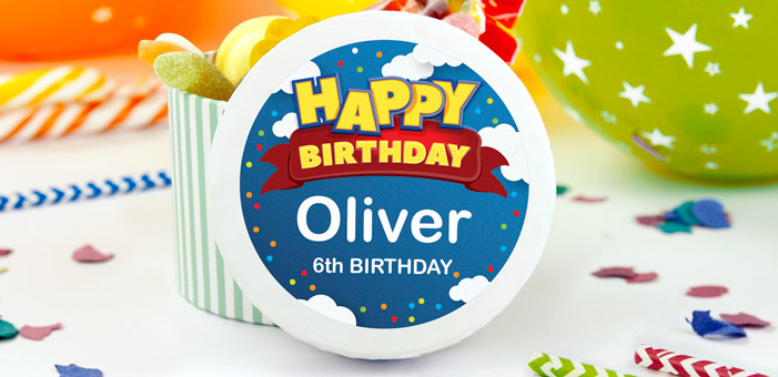 Round themed stickers for birthdays