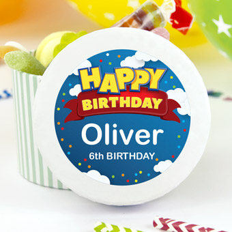 Round themed stickers for birthdays