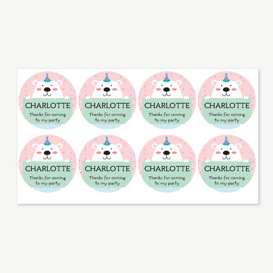 Round themed stickers for birthdays