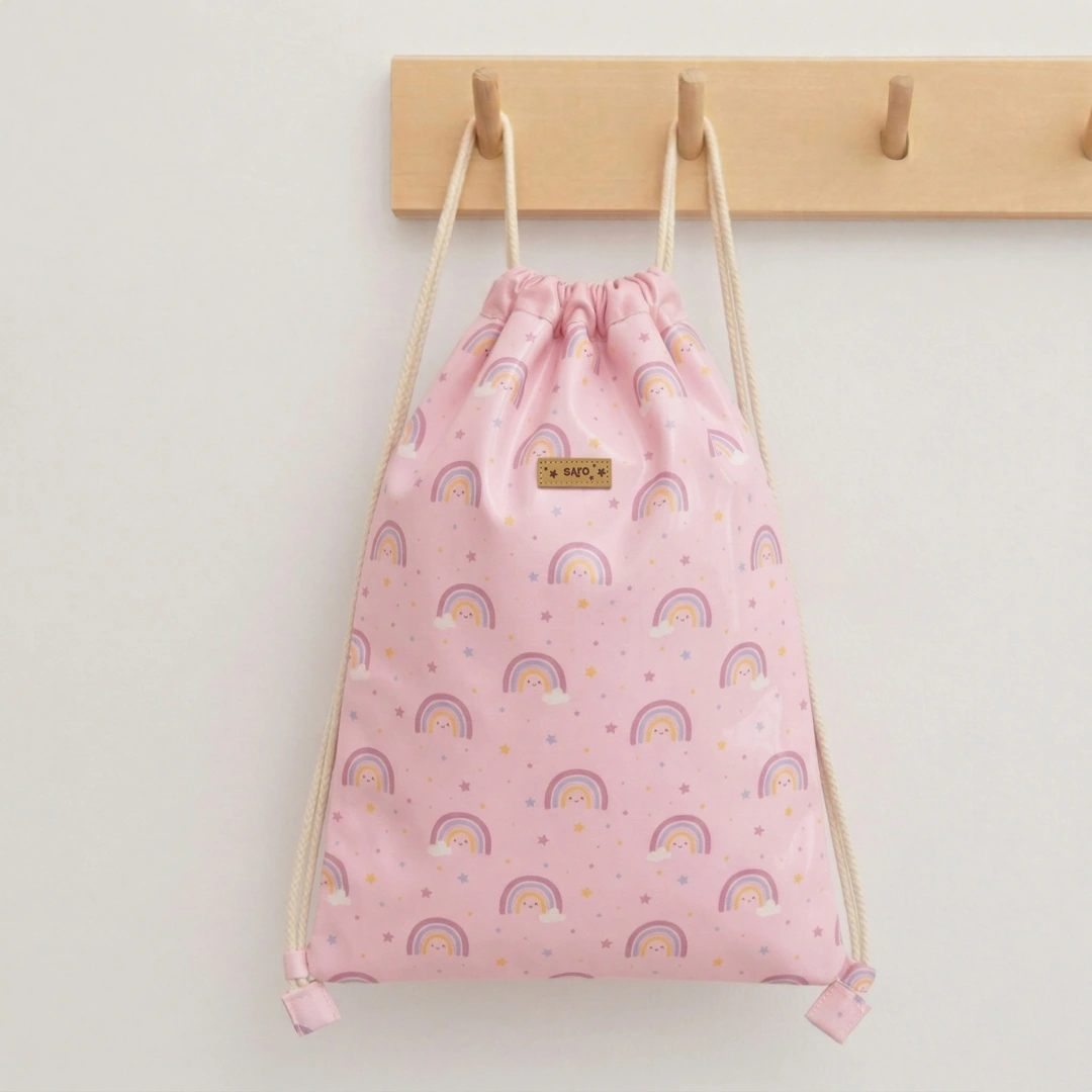 Rainbow Drawstring Backpack by Saro Customizable Rainbow Drawstring Backpack by Saro Customizable