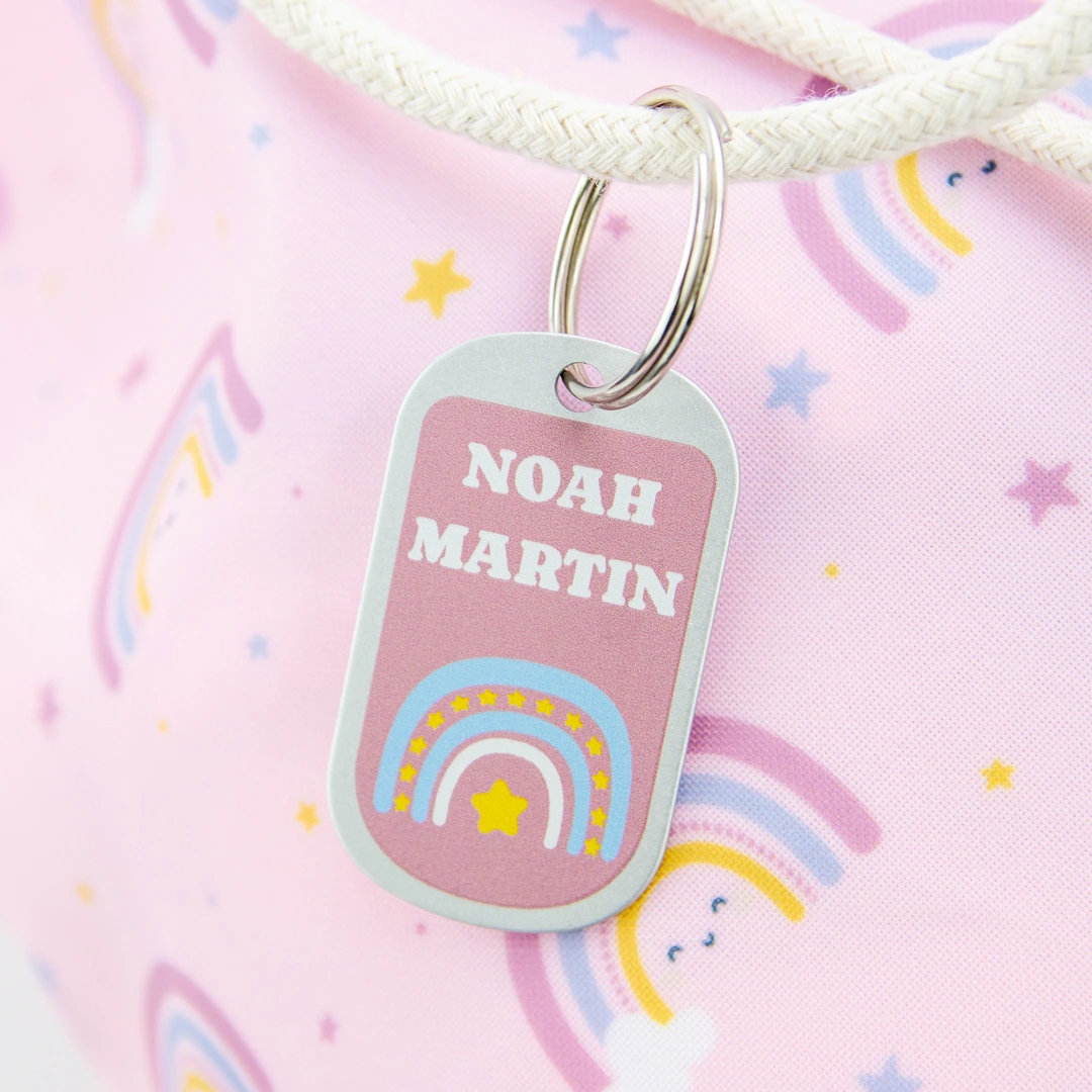 Rainbow Drawstring Backpack by Saro Customizable Rainbow Drawstring Backpack by Saro Customizable