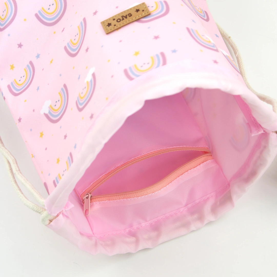 Rainbow Drawstring Backpack by Saro Customizable Rainbow Drawstring Backpack by Saro Customizable