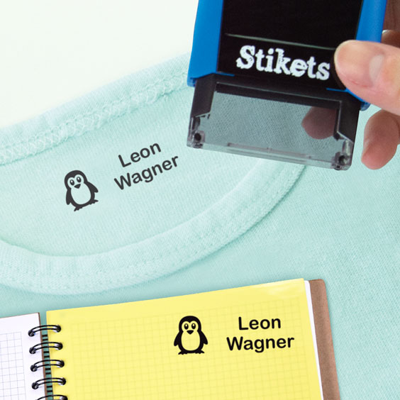 Rechteckiger personalisierter Namensstempel für Textilien und Gegenstände