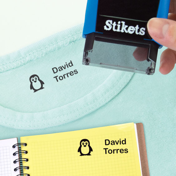 Personalised rectangular name stamp for clothes and belongings