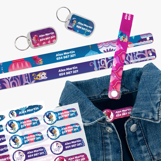 Shimmer & Shine Hanging Loops, Iron-On Labels and Tags for Backpacks