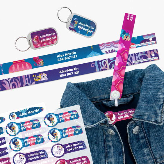 Shimmer & Shine Hanging Loops, Iron-On Labels and Tags for Backpacks