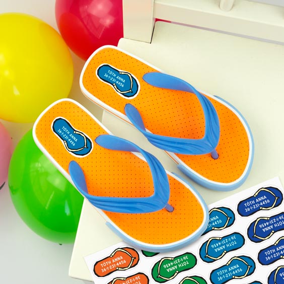 Flip flops shoe labels